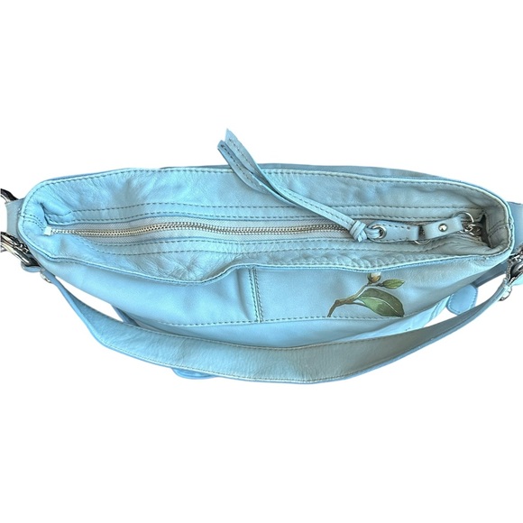 Coach Sky Blue Shoulder Bag with Floral Design in butter soft leather - Picture 5 of 10